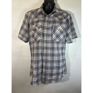 Vintage Levis Shirt Mens Medium Plaid Pearl Snap Western Cowboy Long Sleeve *